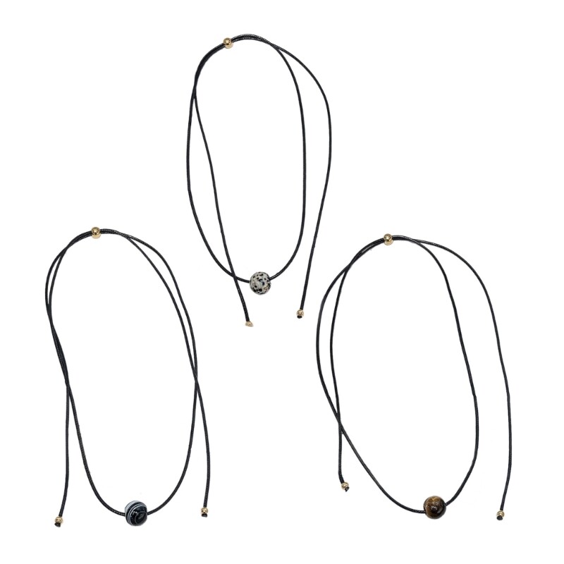 Ожерелье регулируемой длины с пятнистым камнем ошейник из натурального камня бусина для женщин