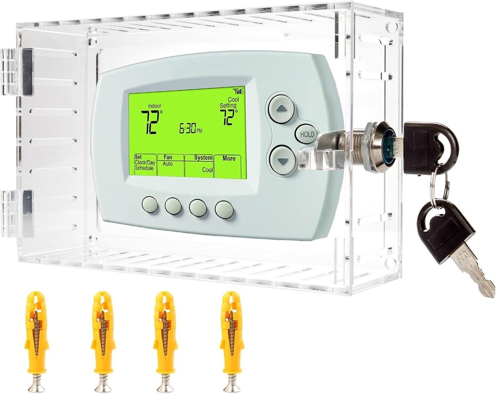 Universal Thermostat Lock Box With Key,Clear Large Thermostat Cover For On Guard