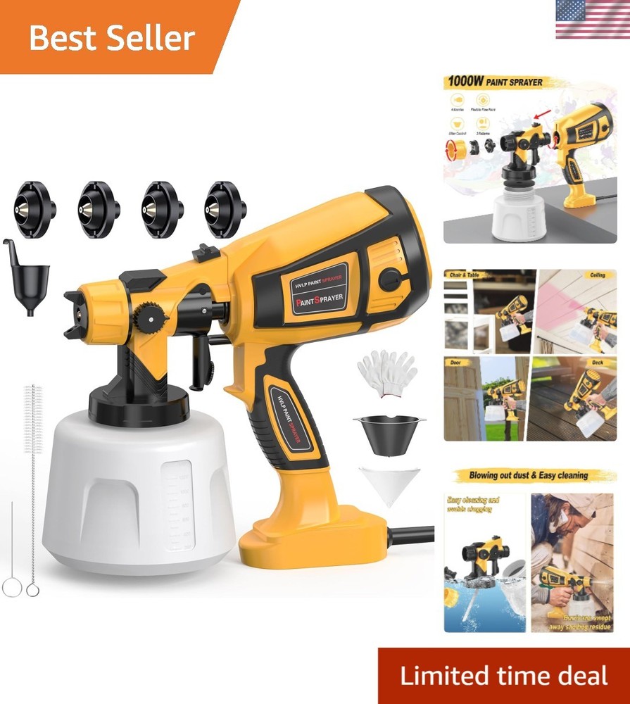 Lightweight 1000W Spray Paint Gun with 4 Nozzles for Perfect Finishes
