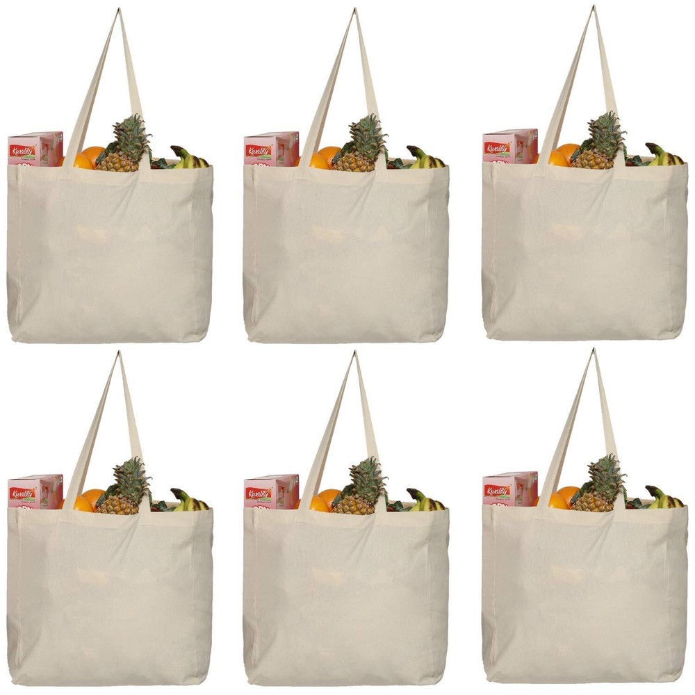 Greenmile 6 Pack Canvas Reusable Grocery Bags - Cotton Canvas Grocery Bag Clo...