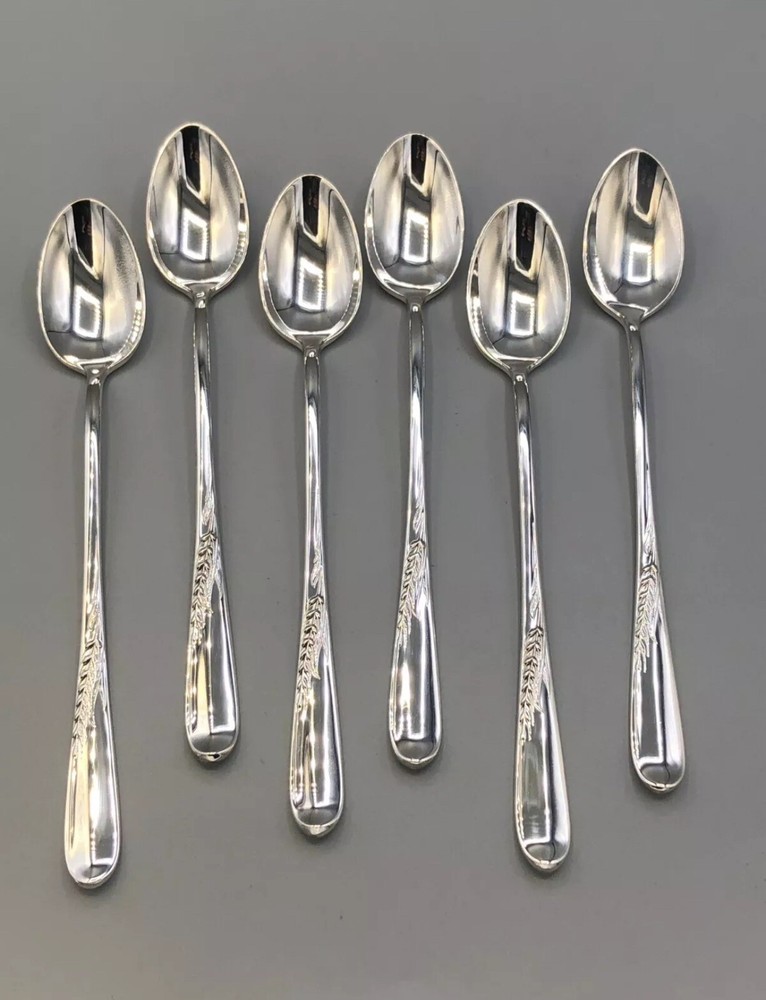 Silver Wheat by Reed & Barton Sterling set of 6 Iced Teaspoons 7.5