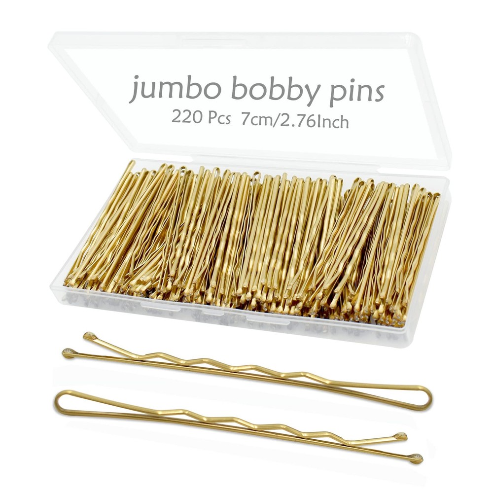220pcs 2.76 Inch Jumbo Blonde Bobby Hair Pins for Women Long Gold Hairpins