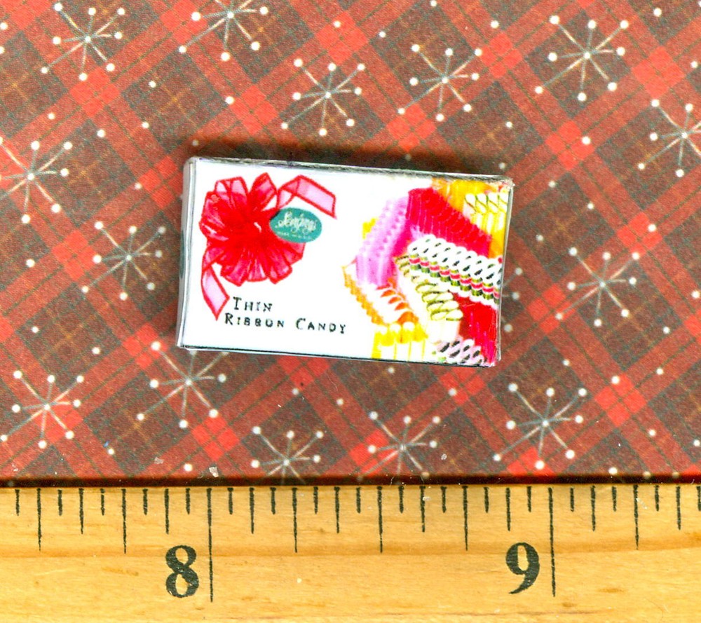 DOLLHOUSE MINIATURE  Size Christmas Ribbon Candy Box