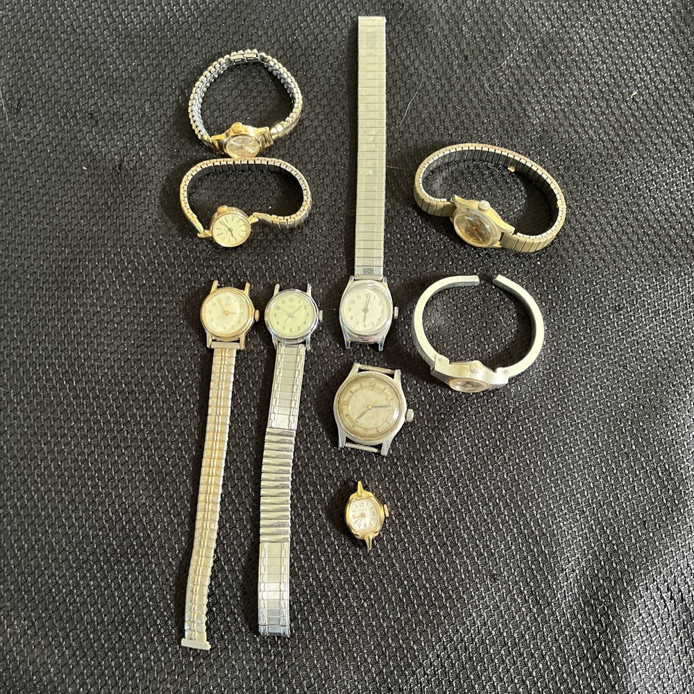 8 Vintage Timex & Others Automatic Wind Up Watch Lot