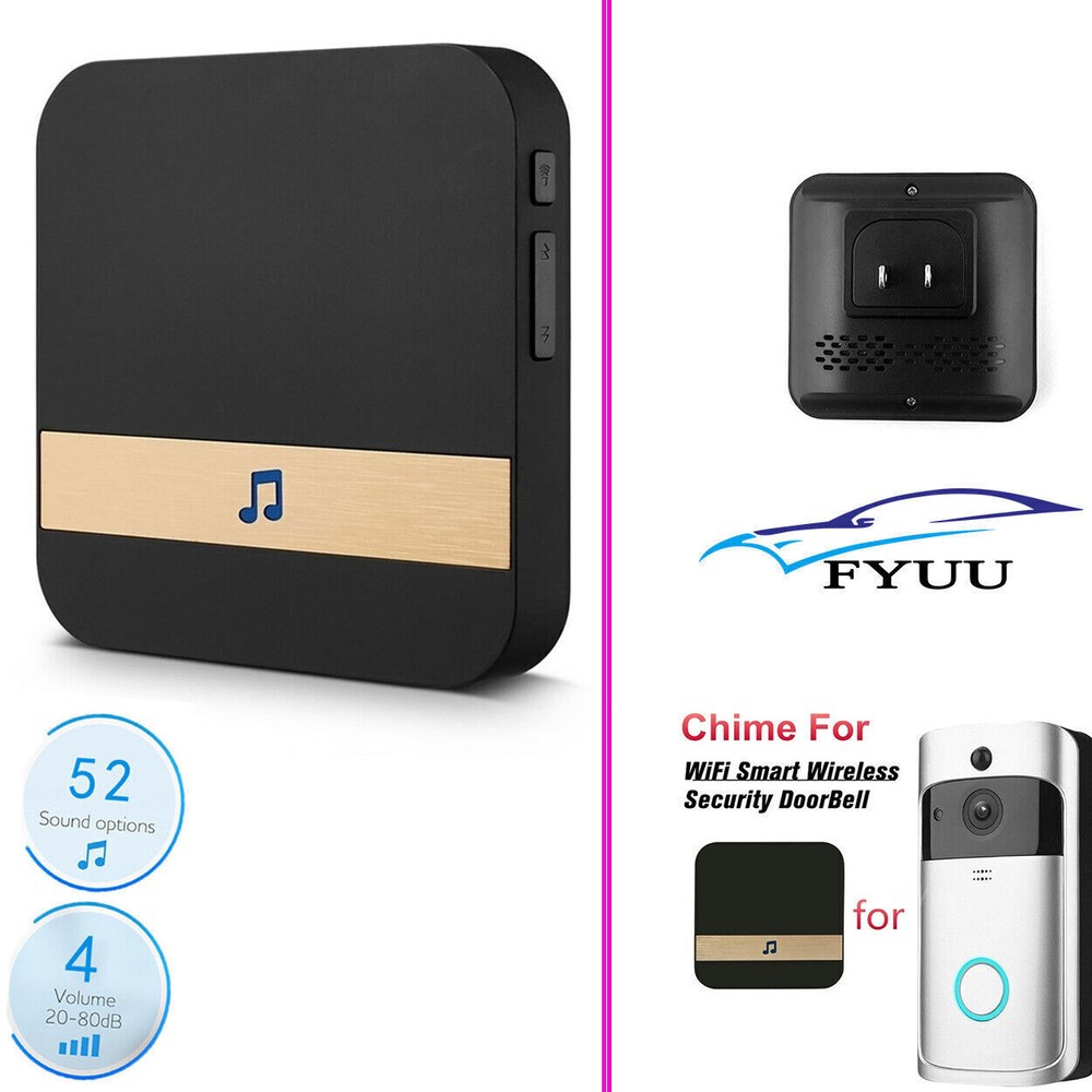 Visual Doorbell Receiver for Smart Wireless WiFi Video Doorbell US Plug Black 1X-image