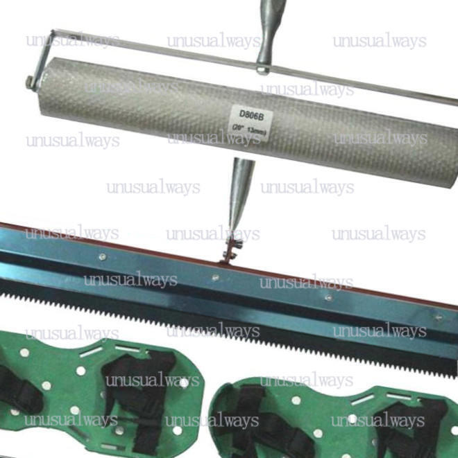 Self-Leveling Cement Kit with Epoxy Floor Paint Roller Spike Shoes #W5