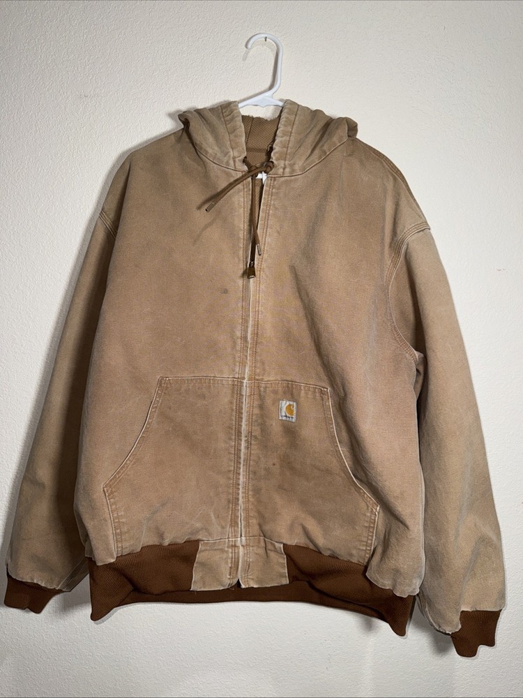 90s Carhartt JR116 Mens XL Tall Distressed Duck Thermal Waffle Lined Jacket Vintage