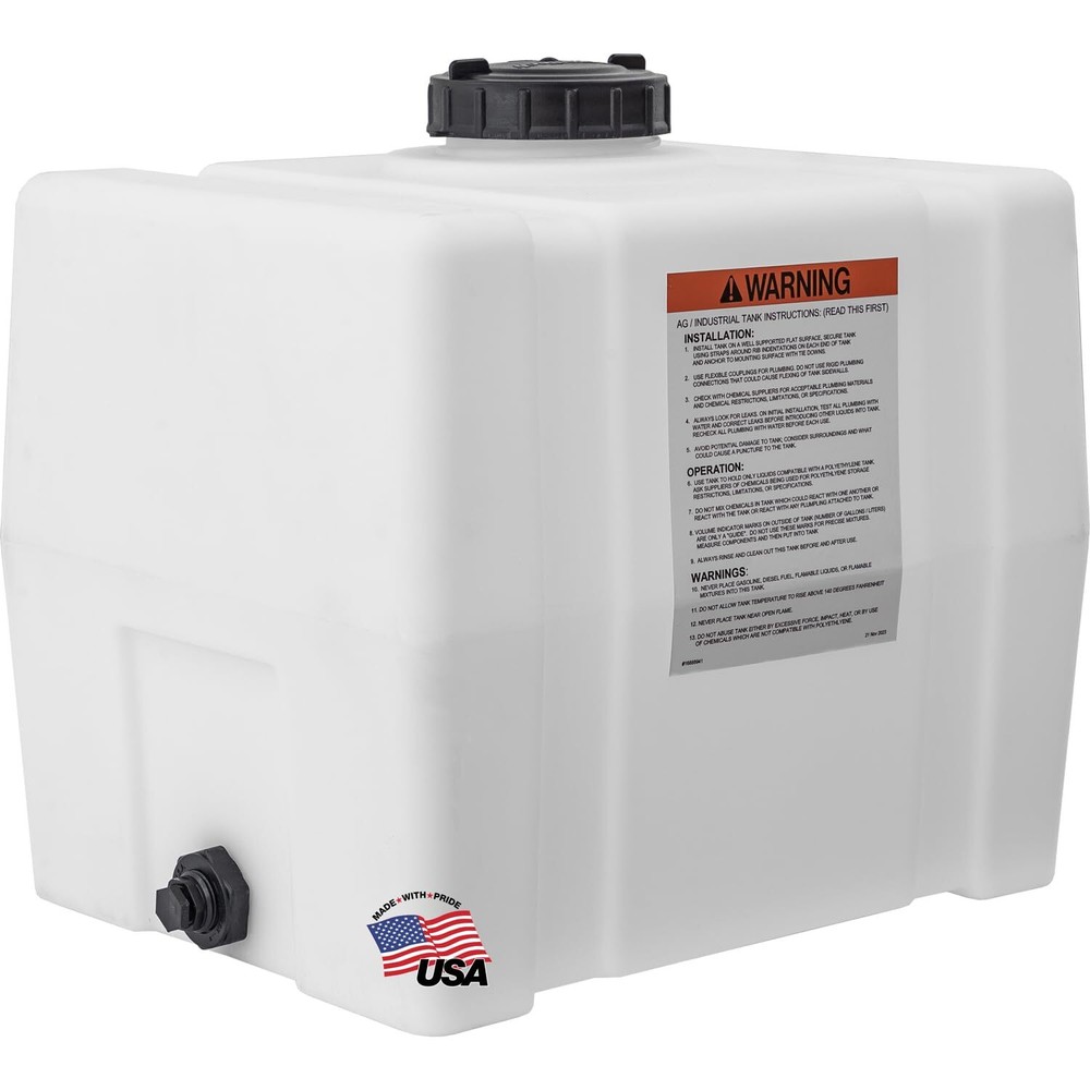 82123909 Horizontal Square Reservoir Water Tank, 30 gallon, Made In The USA, ...