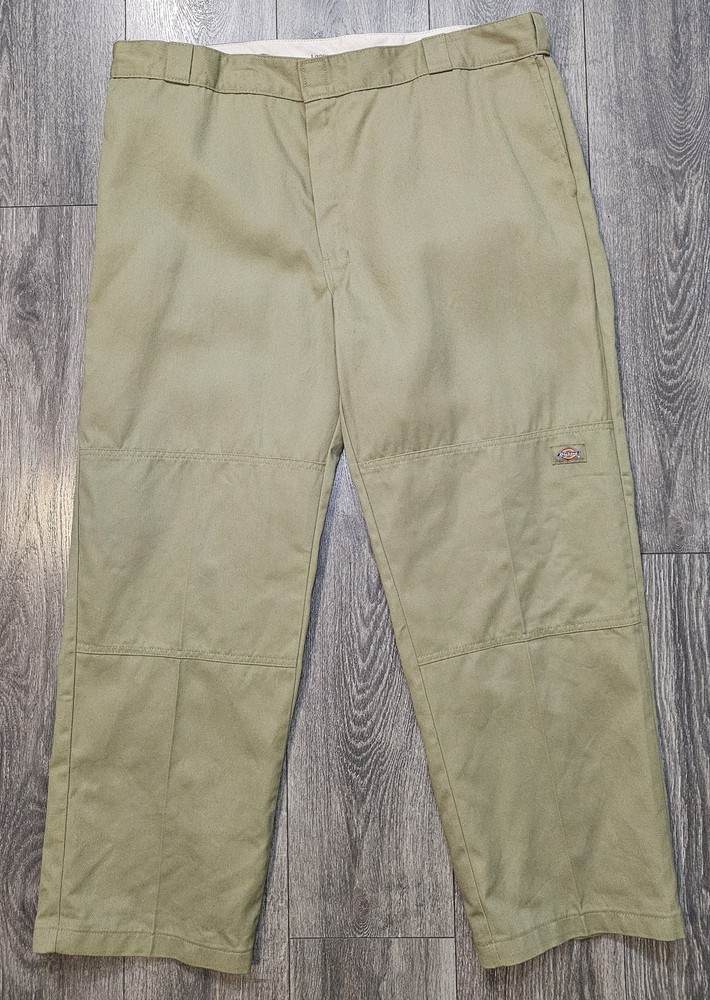Dickies Flex Double Knee Work Pants Khaki Mens 42x30 Loose Fit Durable Workwear