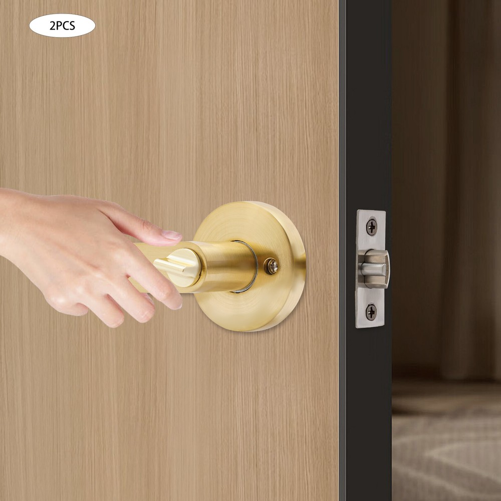Heavy Duty Gold Privacy Door Levers with Keys 2-Pack Handles USA Made