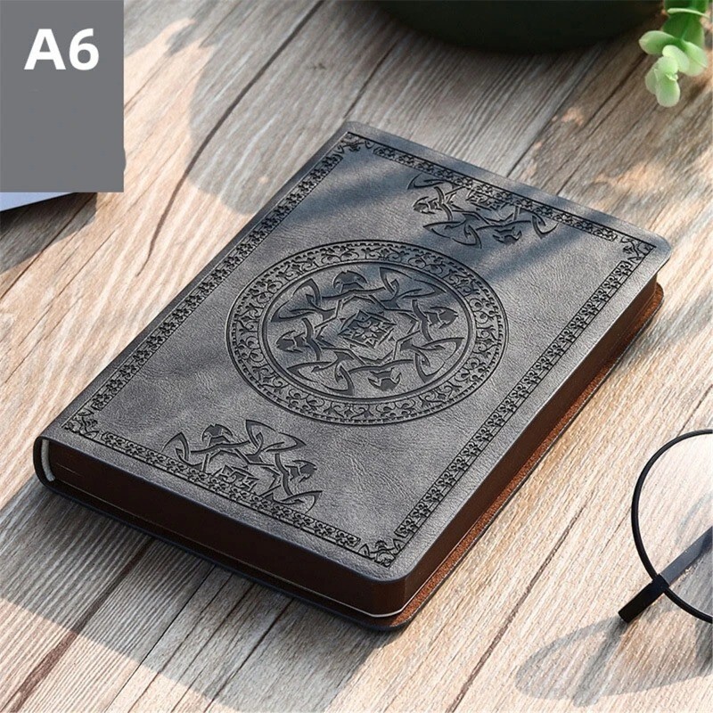 Vintage Grey PU Leather Notebook 2025 - Writing Diary & Notepad Gift