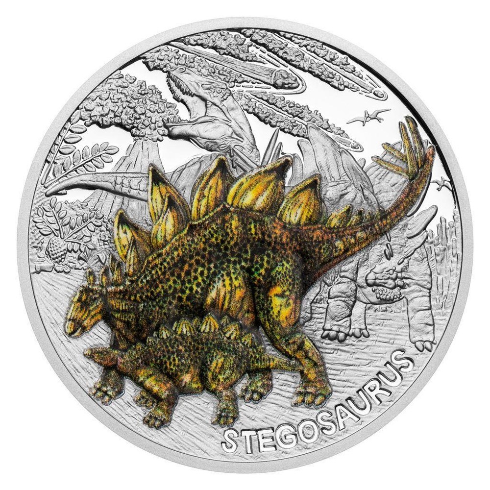 2024 Niue Prehistoric World Stegosaurus 1 oz 999 Silver Proof Coin Mintage 1000