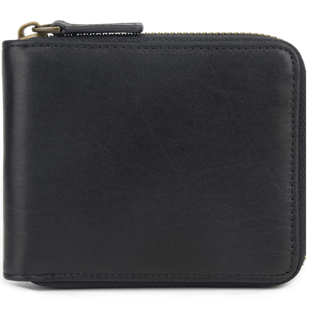 Genuine Leather RFID Blocking Zip Around Wallet With Coin Pocket