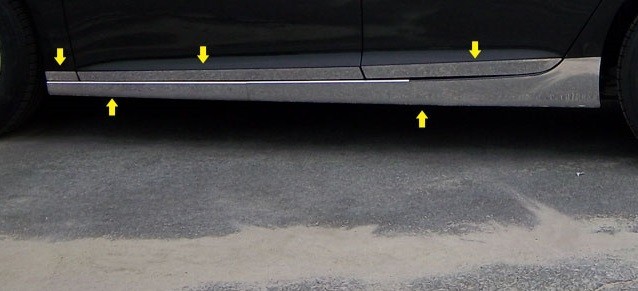 FITS CHEVY MALIBU 13-15 POLISHED STAINLESS CHROME LARGE ROCKER PANEL TRIM 10PCS