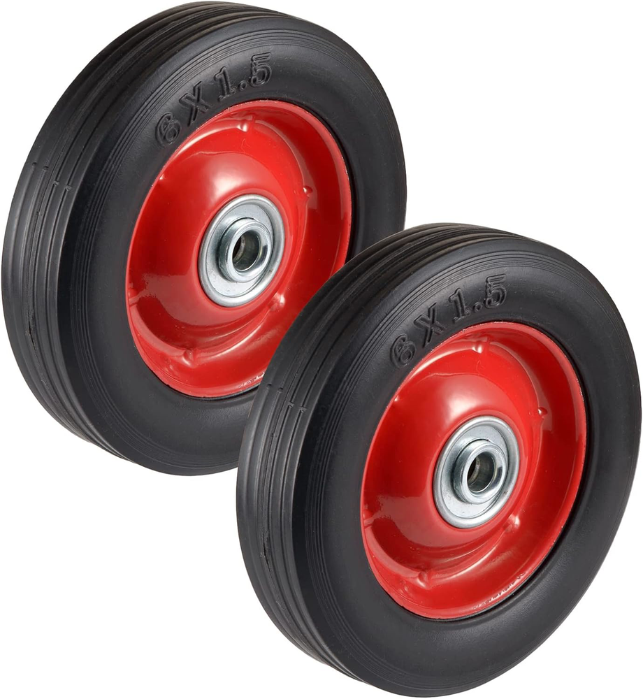 CCTVMTST 2Pcs 6Inch X 1.5Inch Hand Truck Wheels with Ball Bearings, 0.5” Bore