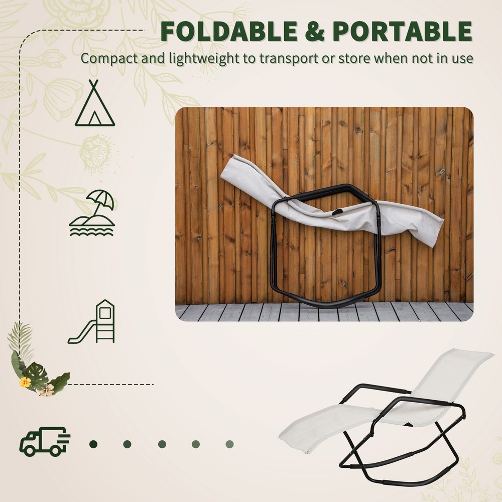 White Zero-Gravity Garden Rocking Sun Lounger by Outsunny