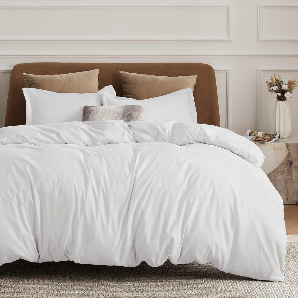 Bedsure White Duvet Cover Queen Size - Soft (90
