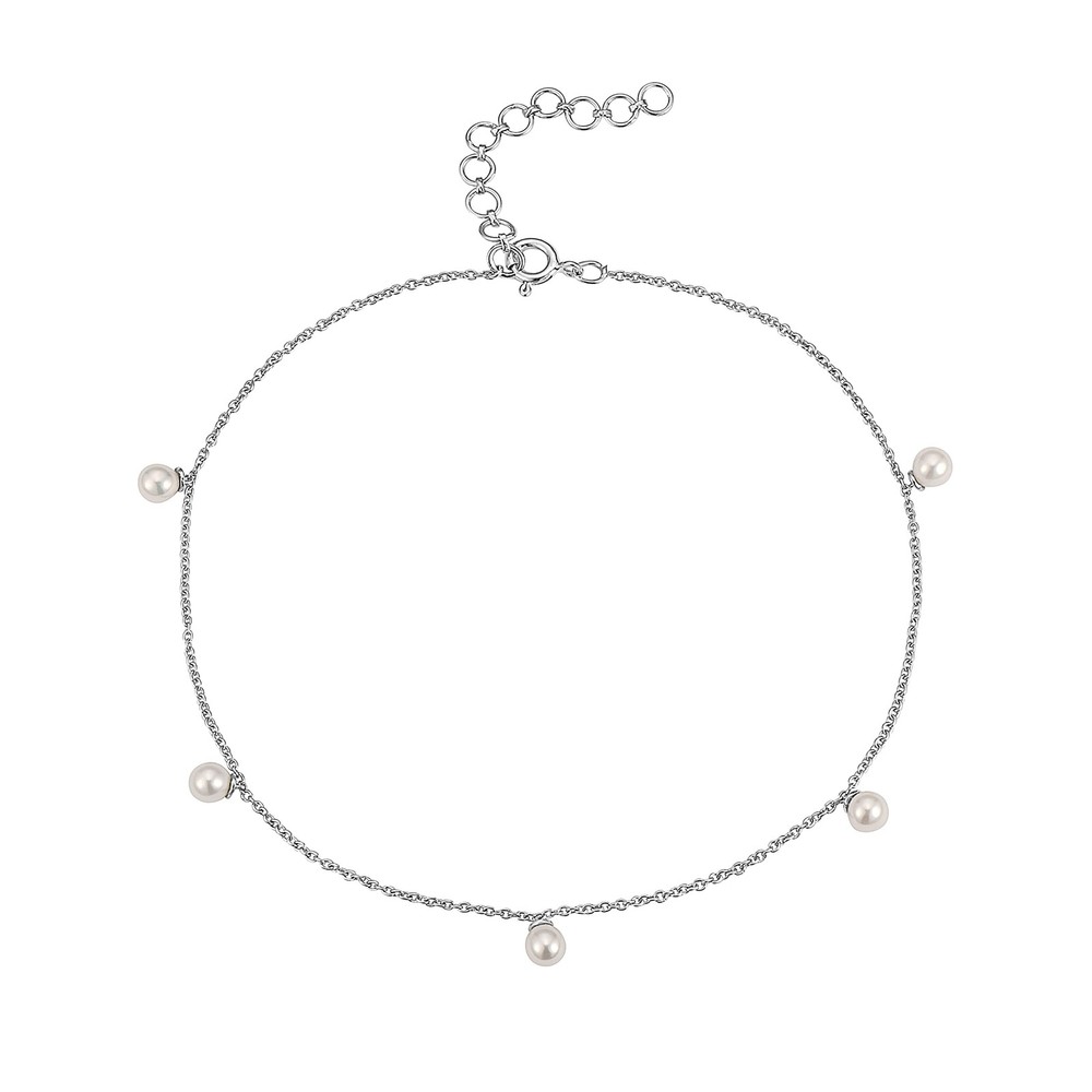 Pearl Anklet for Women in .925 Sterling Silver with White Freshwater Pearls