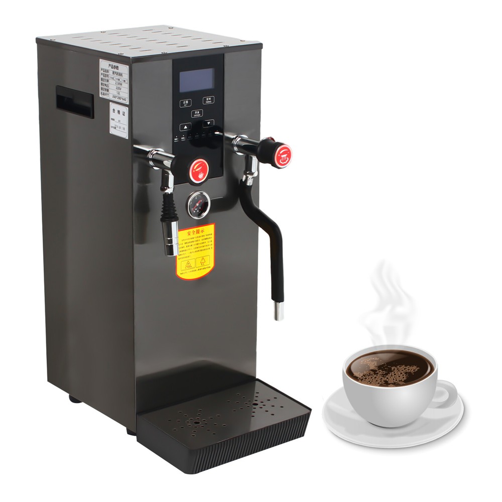 2500W Commercial Steam Water Boiling Machine Espresso Coffee Milk Foam Maker 12L