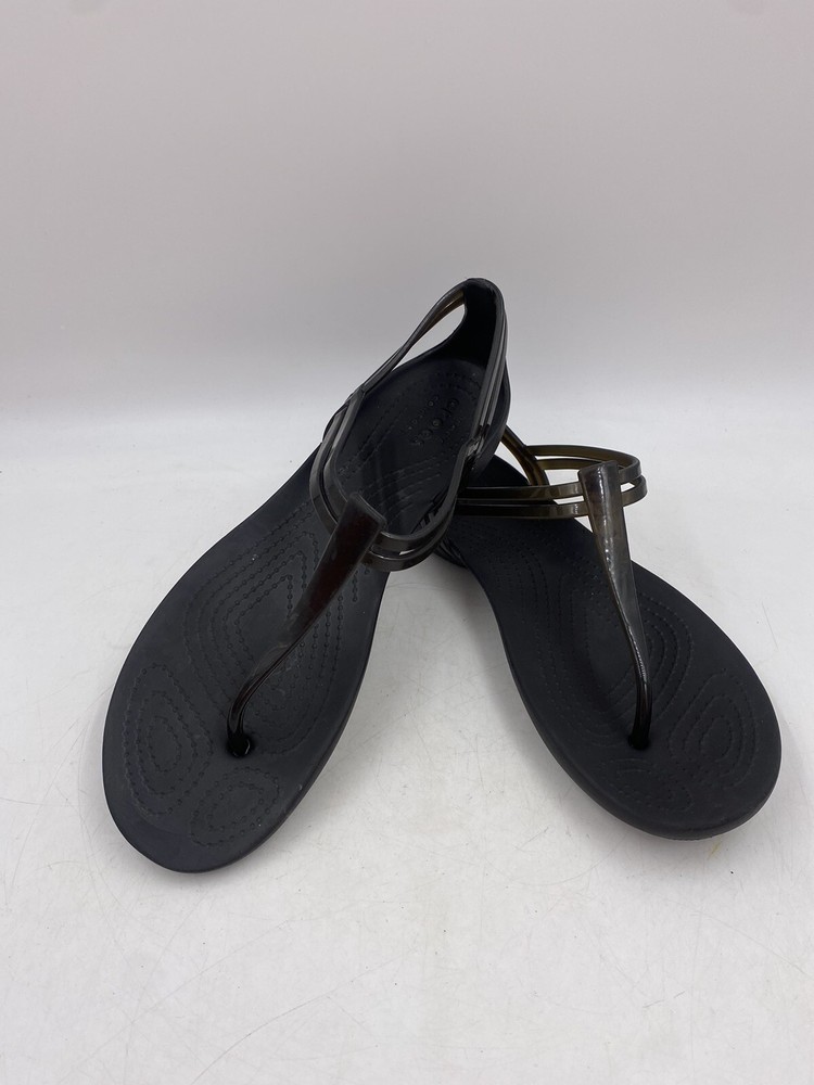 Crocs Isabella T Strap Black Sandal Women's Size 6