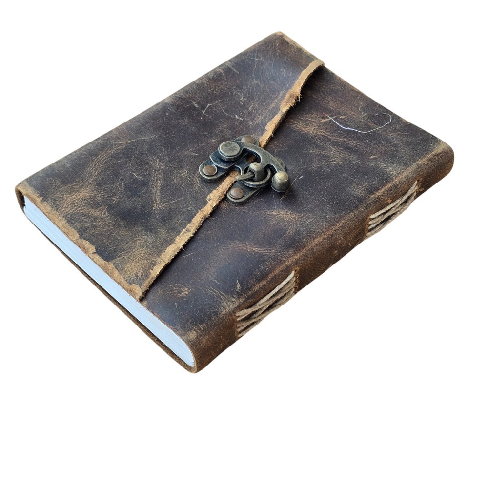 Vintage Leather Bound Diary with 200 Unlined Pages for Journaling