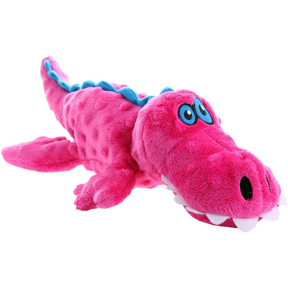 Gators Squeaky Chew-Resistant Plush Dog Toy in Large Pink