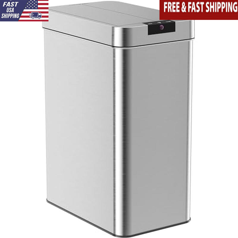 Automatic Trash Can 13 Gallon Stainless Steel Kitchen Motion Sensor Infrared Lid