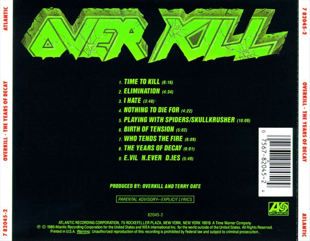 Overkill Years of Decay Brand New CD Album Thrash Metal