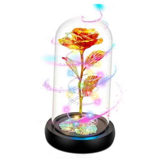 Rotating Birthday Gifts for Women,Christmas Rose Gifts Rotating Red Colorful