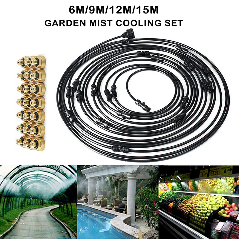 20FT-50FT Misting Cooling System Patio Garden Hose Mist Nozzle Irrigation Water