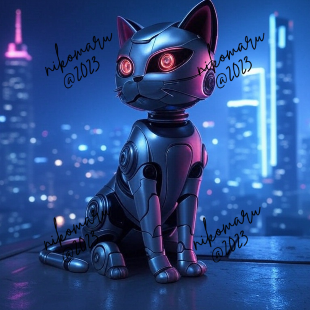 Cyber Neko Digital Art Desktop Wallpaper Background Image