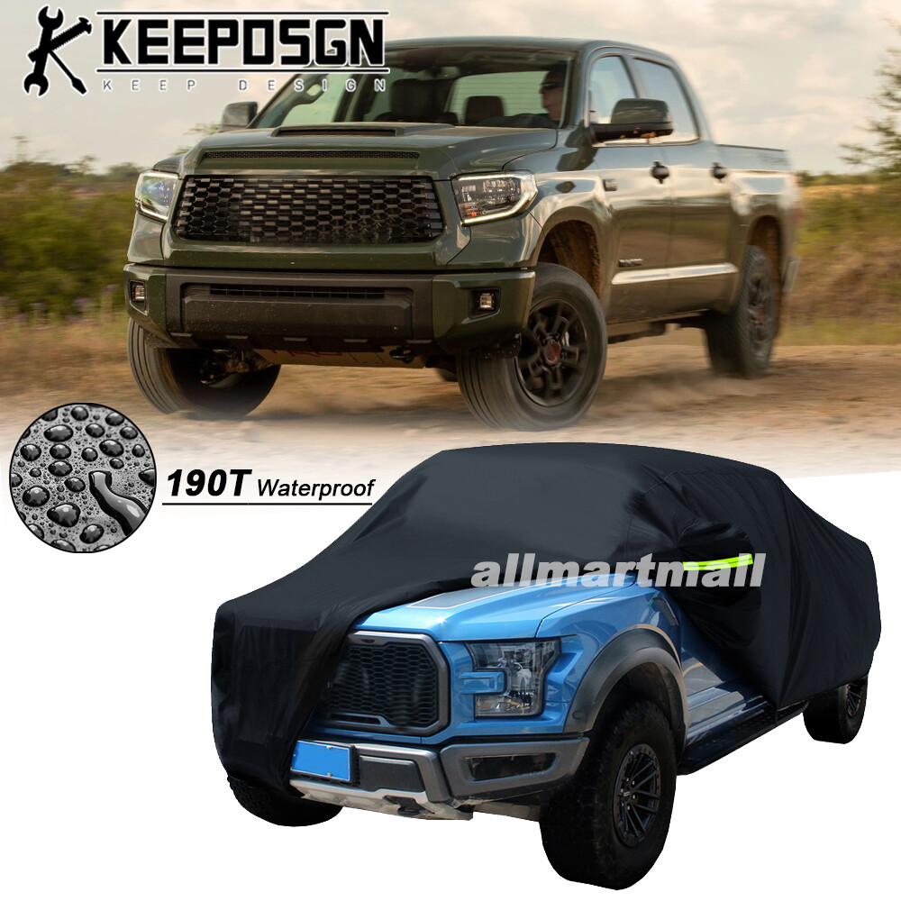 Black Anti-UV Full Car Cover for Toyota Tundra Pickup Truck