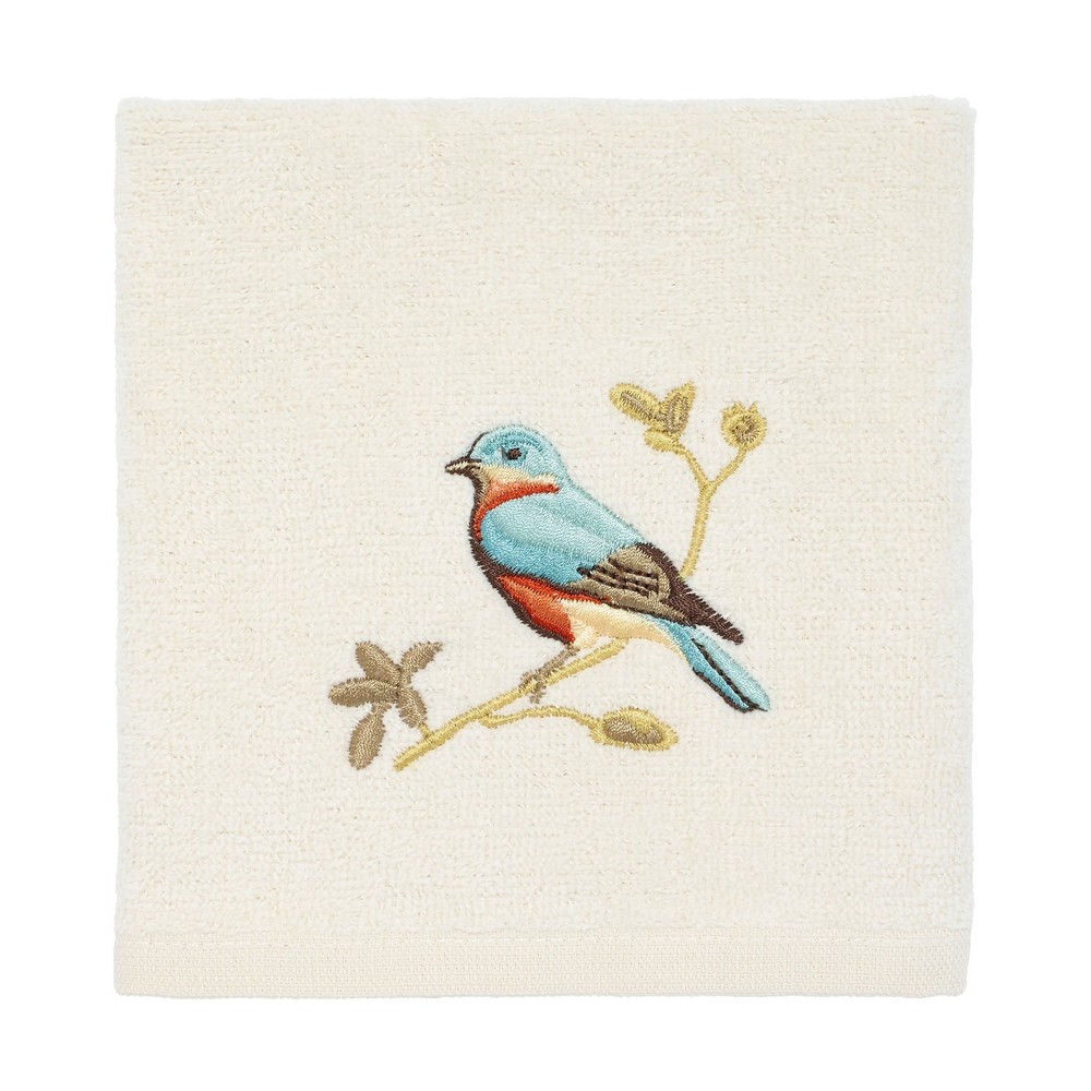 Avanti Linens Ivory Washcloth with Gilded Bird Design