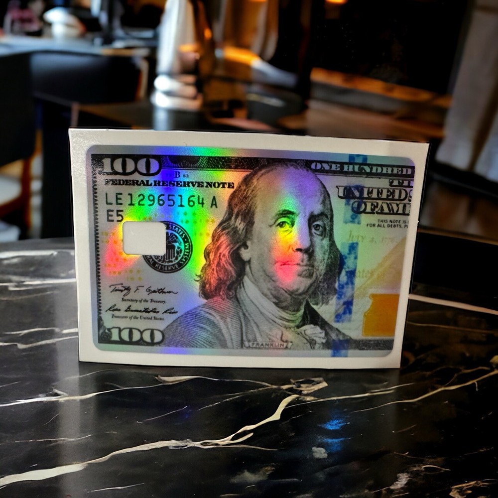 Credit Card Skins One Hundred Dollar Bill Holographic Decal-image