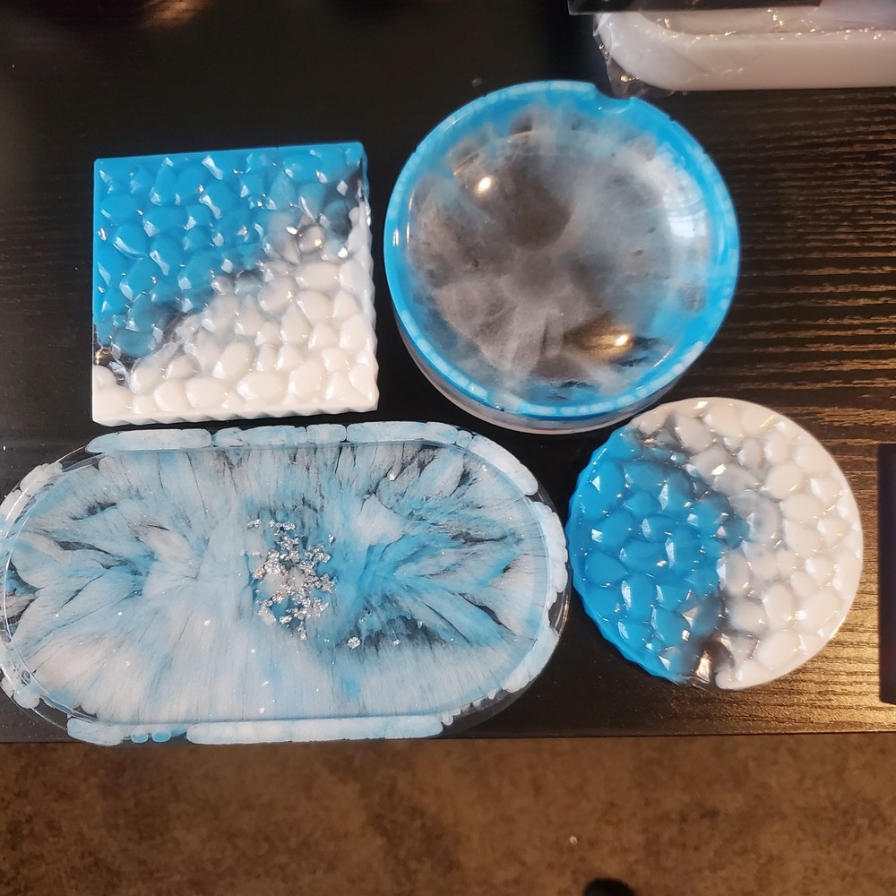 Epoxy Resin Trinket Tray Set