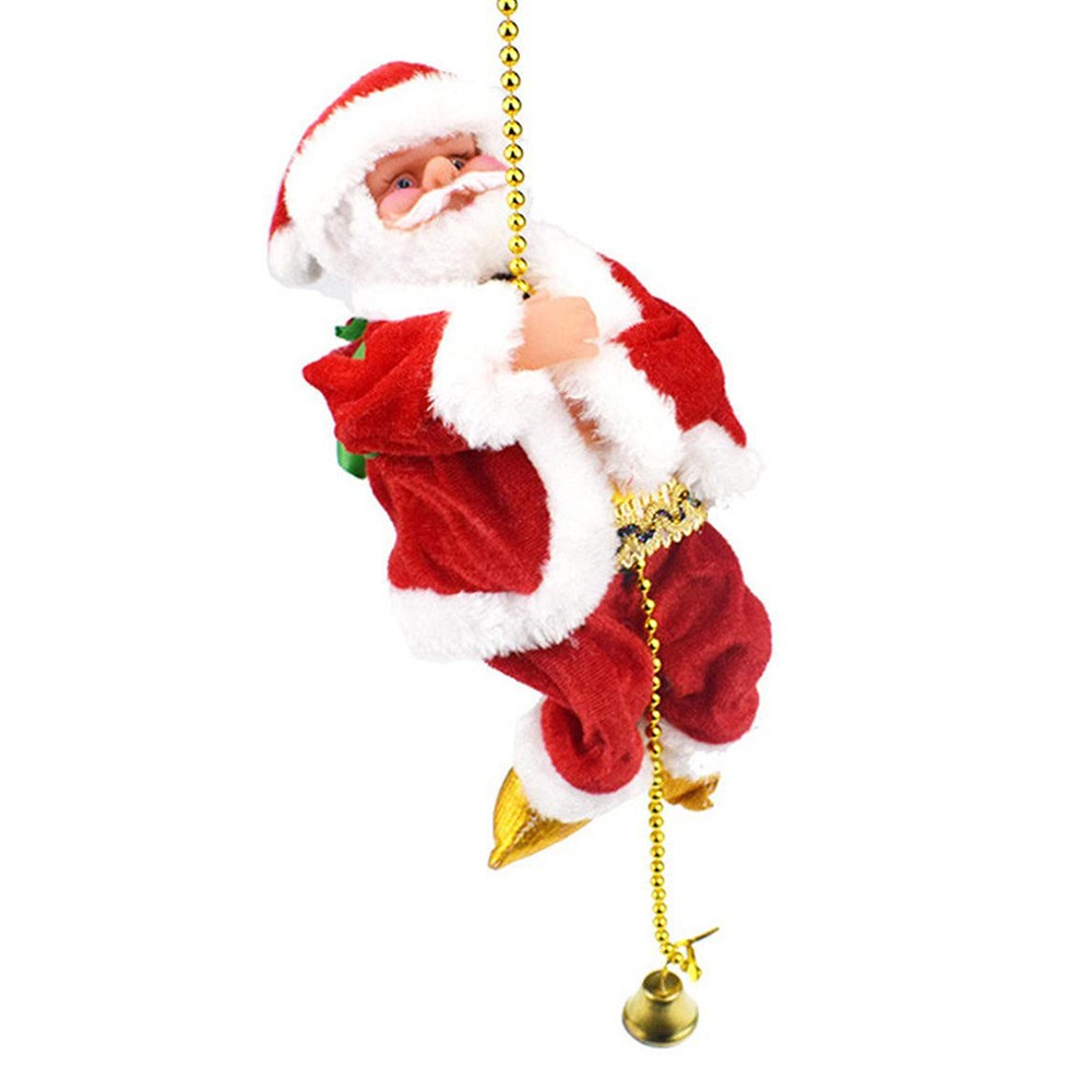 Christmas Electric Santa Claus Doll Climbing Rope Ladder Singing Music Kids Toy