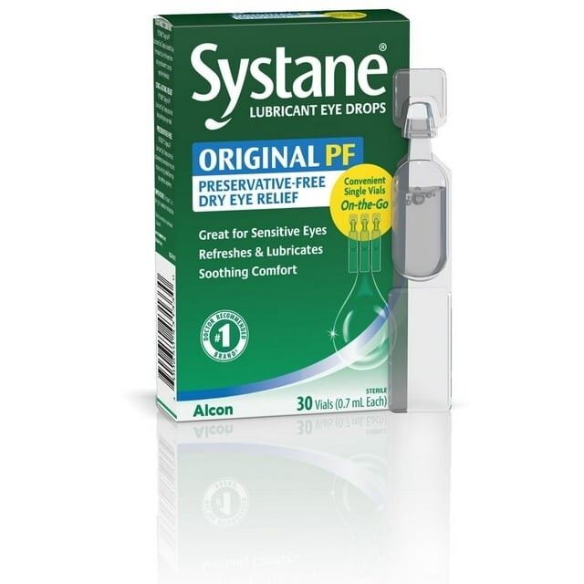 Systane Lubricant Eye Drops for Dry Eye Symptoms 30 Preservative-free Vials