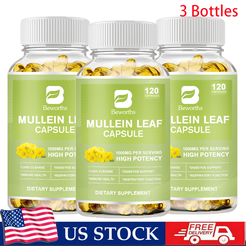 3*120Pcs Mullein Leaf Capsules | 3000mg | 200 Count | Support Lung Cleanse