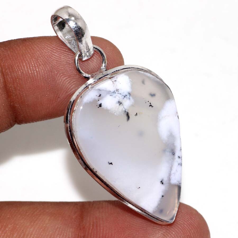 Dendritic Opal 925 Silver Plated Gemstone Pendant 2