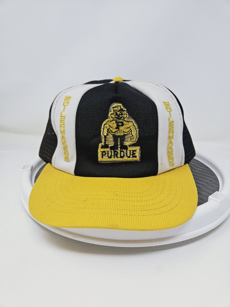 Vintage Purdue Boilermakers Lucky Stripe Style Trucker Snapback Cap Hat 1980s