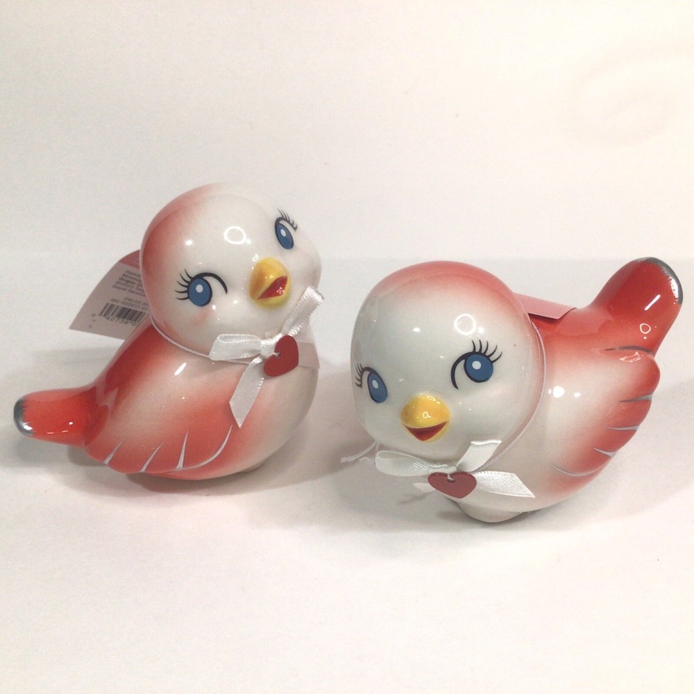 Set of 2 Target Spritz 2024 Valentine's Day Ceramic Red & White Love Birds NEW