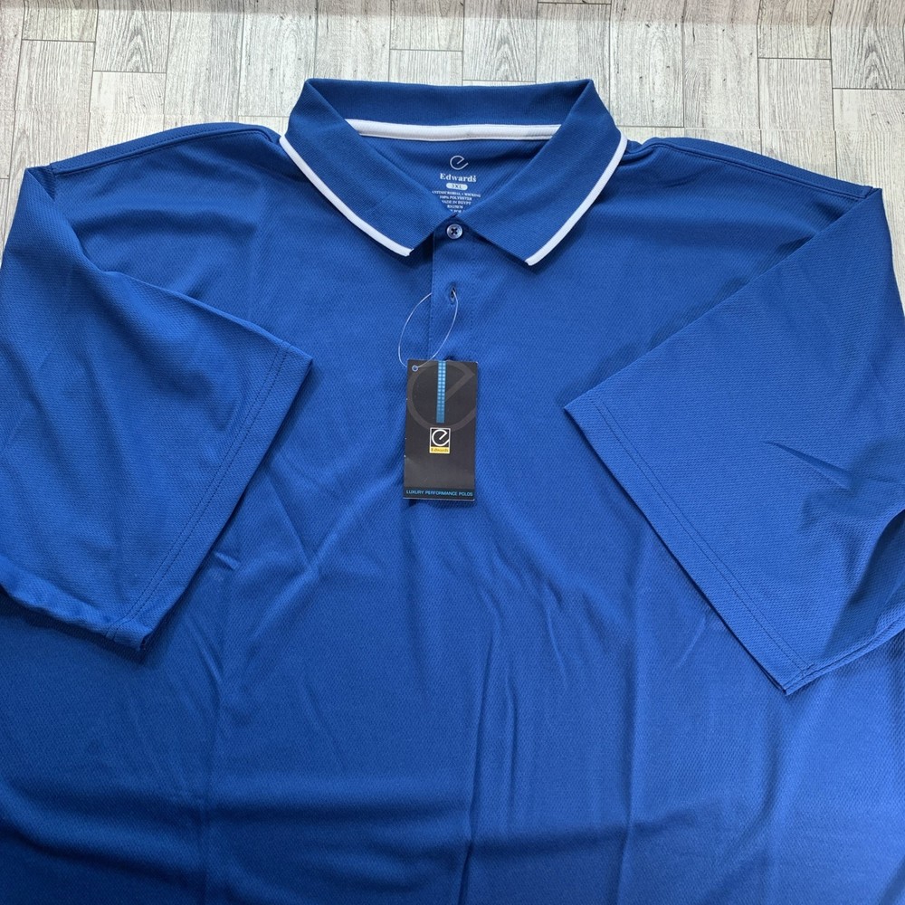 Edwards Men's Comfortable Polyester Polo Shirt 3XL Blue Short Sleeve