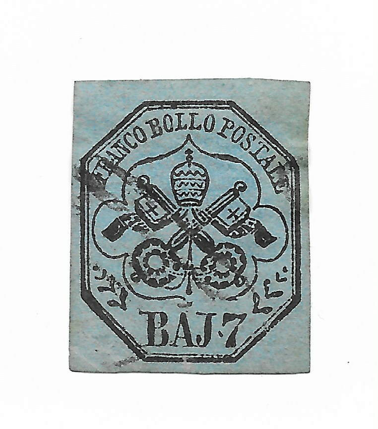Italy Papal States 1852-1864  7 b blue used