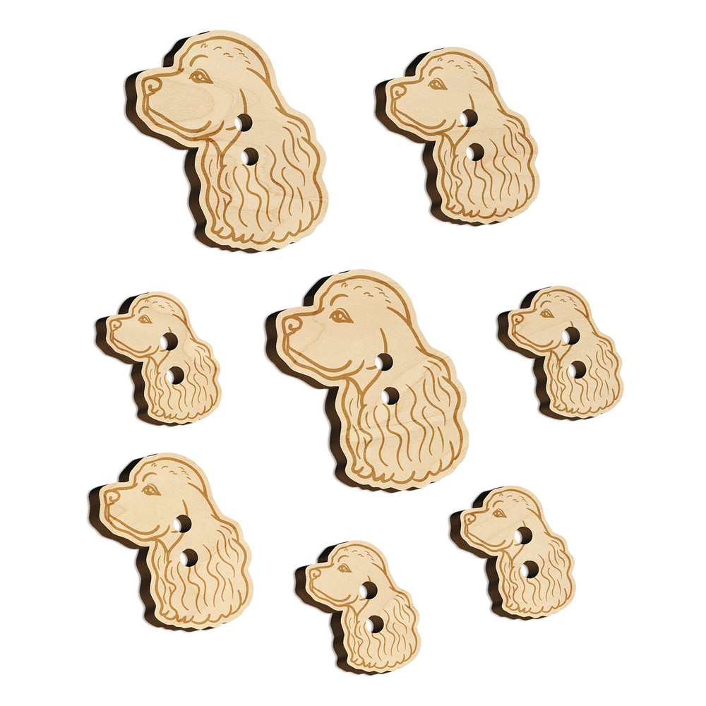 Cocker Spaniel Dog Head Wood Buttons for Sewing Knitting Crochet DIY Craft