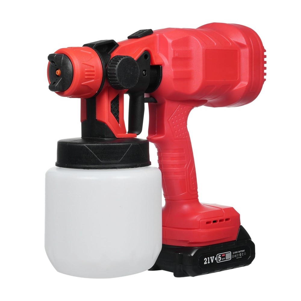 21V Electric Paint Sprayer with 3 Adjustable Modes and 4 Nozzles 210W Power