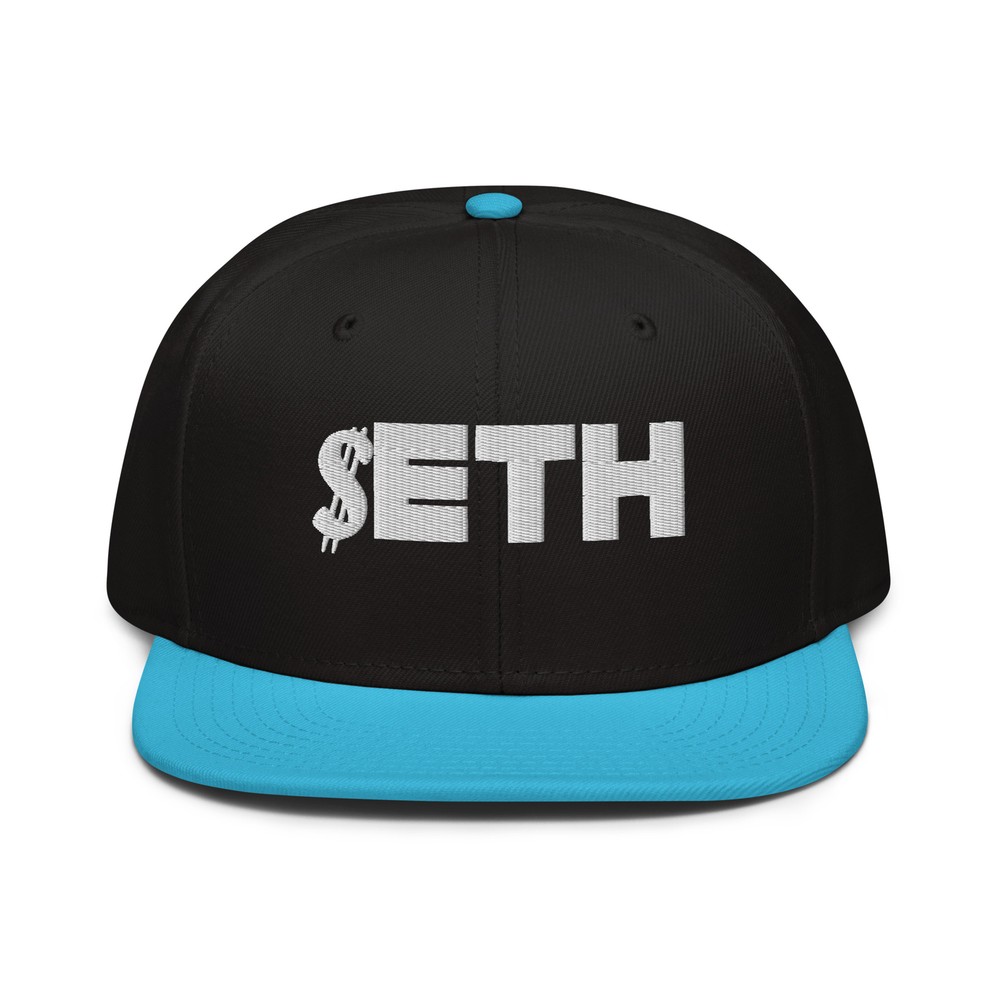 $ETH Ethereum Ticker Cryptocurrency Snapback Hat Flat Bill Cap-image
