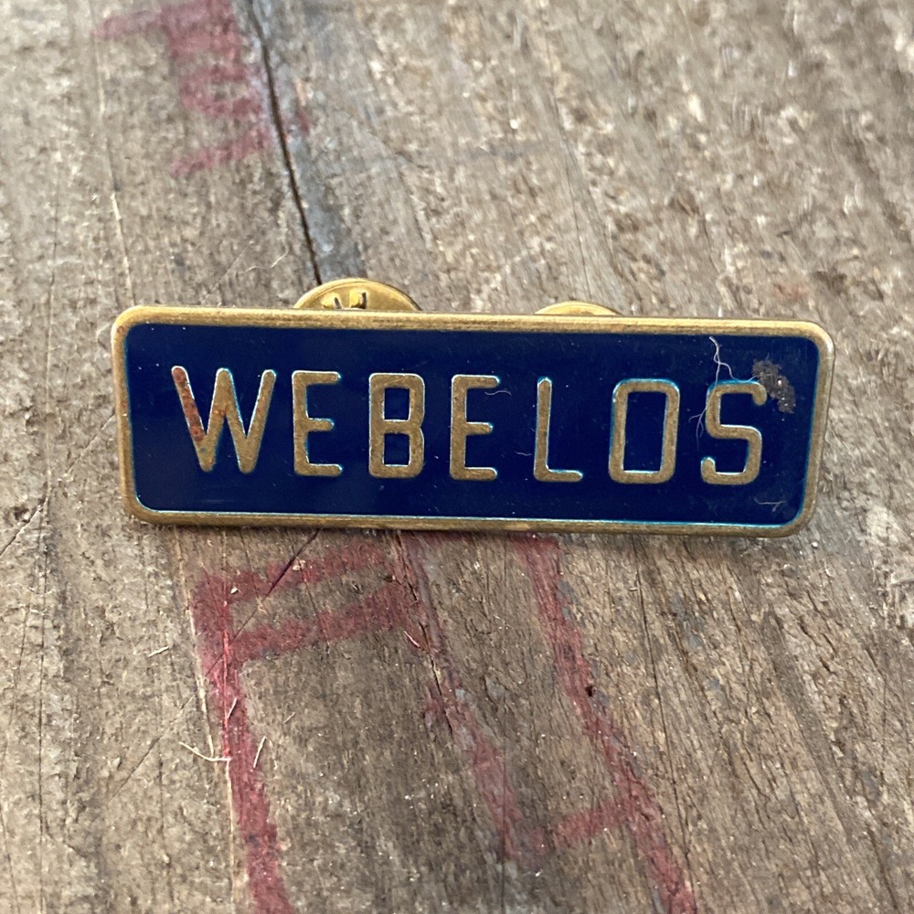 Webelos Brass & Enamel Pin Lapel or Tie Tac Navy Blue Enamel Background
