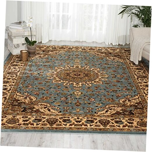 Delano Blue 6x9 Easy Clean Non-Shedding Area Rug for Bedroom or Living Room