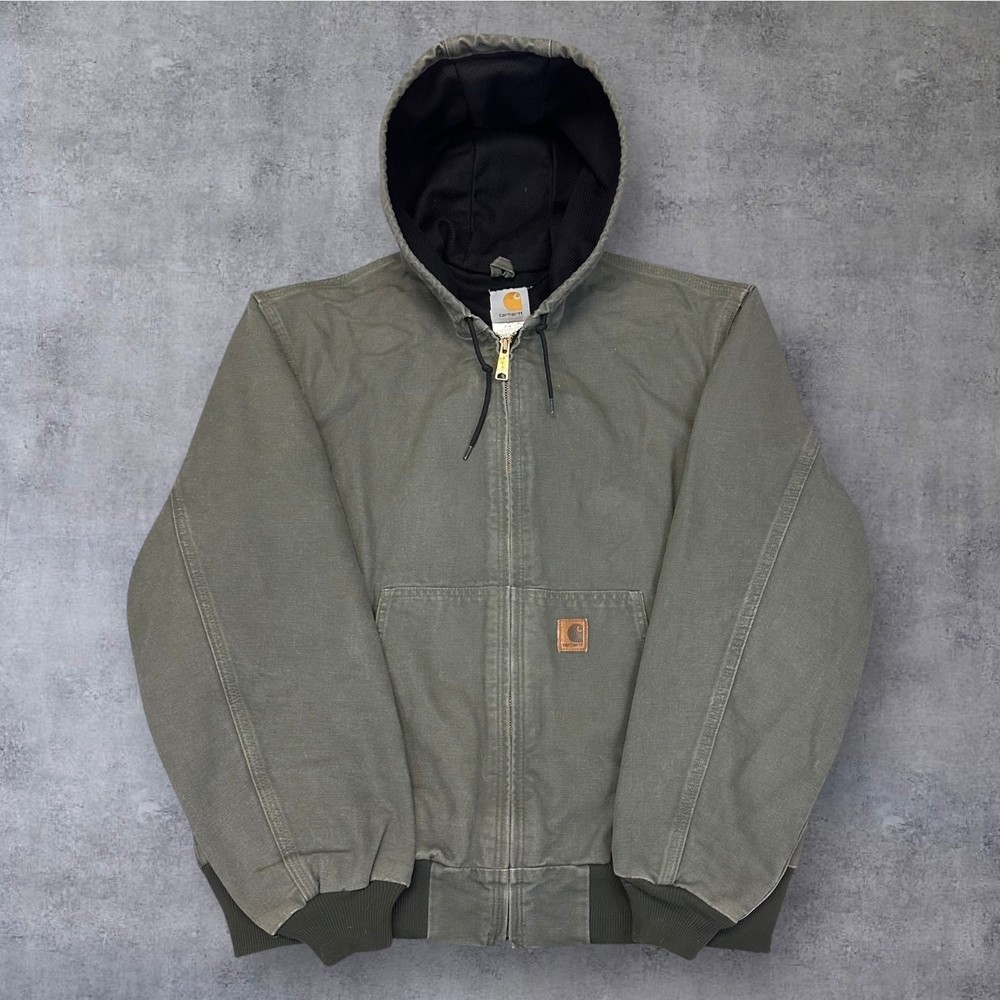 Vintage Y2K Carhartt green J208 MOS hooded work wear jacket