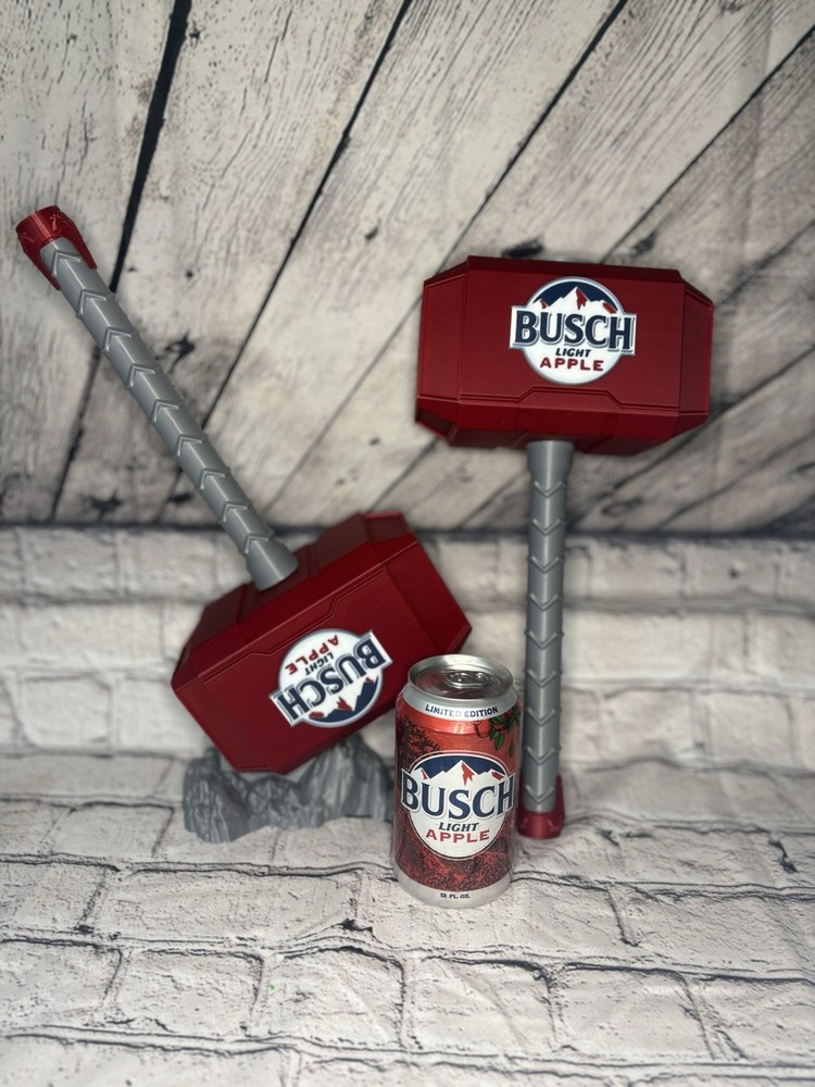Busch Apple Light Beer Man Cave Garage Bar Thor Hammer 3D Printed Decor